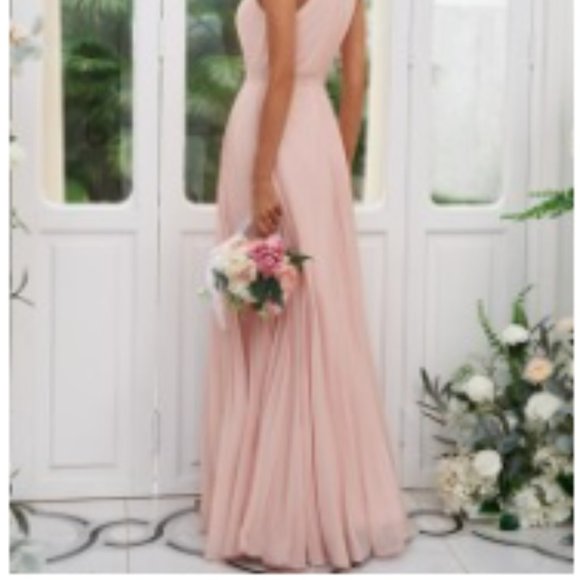 Hebeos A-Line/Princess Chiffon Ruffles Halter Sleeveless Floor-Length Dress - Picture 2 of 4